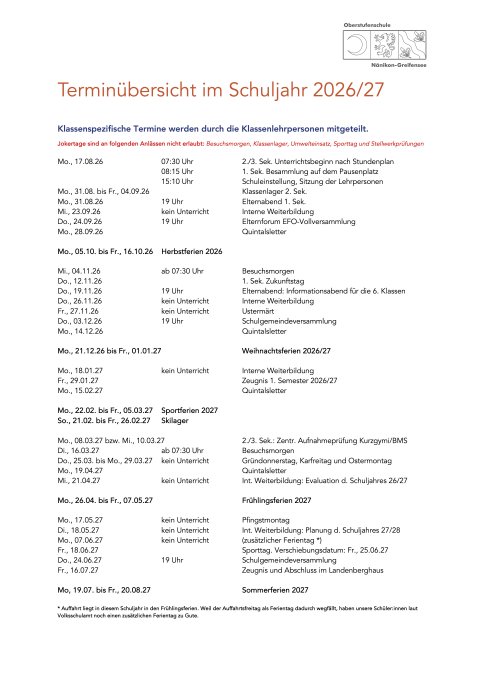 Ferienplan